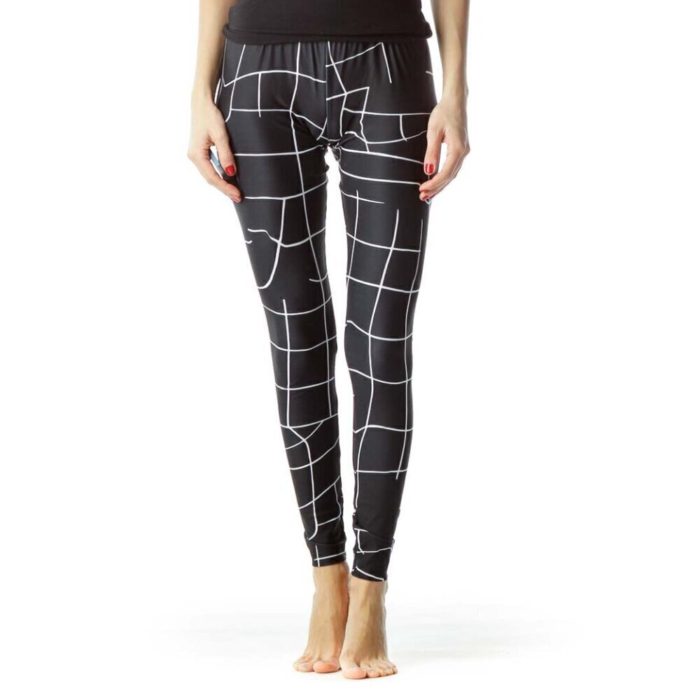 Puma Black White Geometric Print Stretch Sports Pants